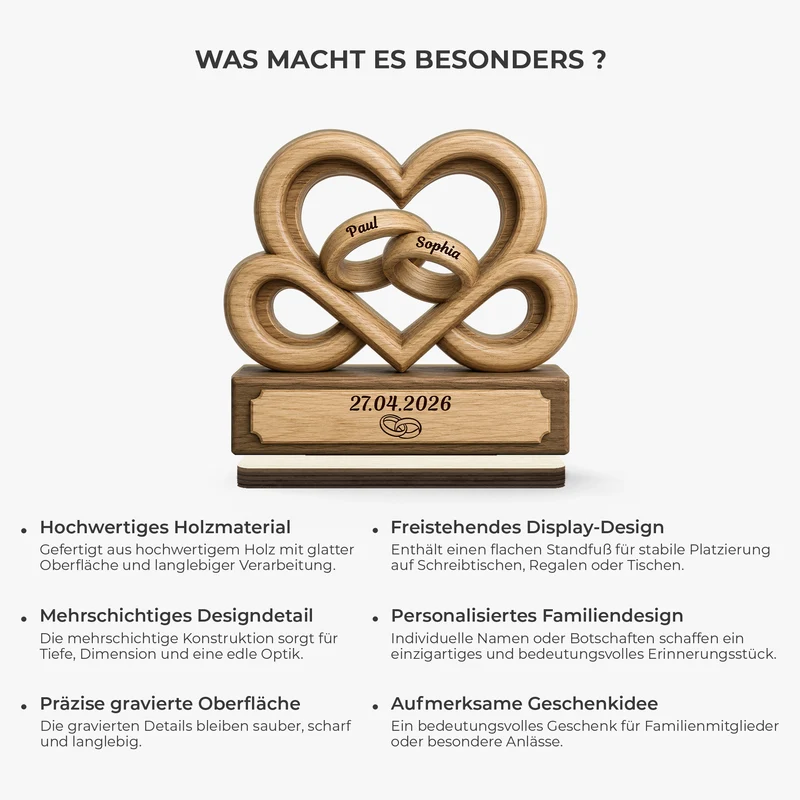 Eheringe - Personalisierte Geschenke Paar | Holzaufsteller Mit Standfuß