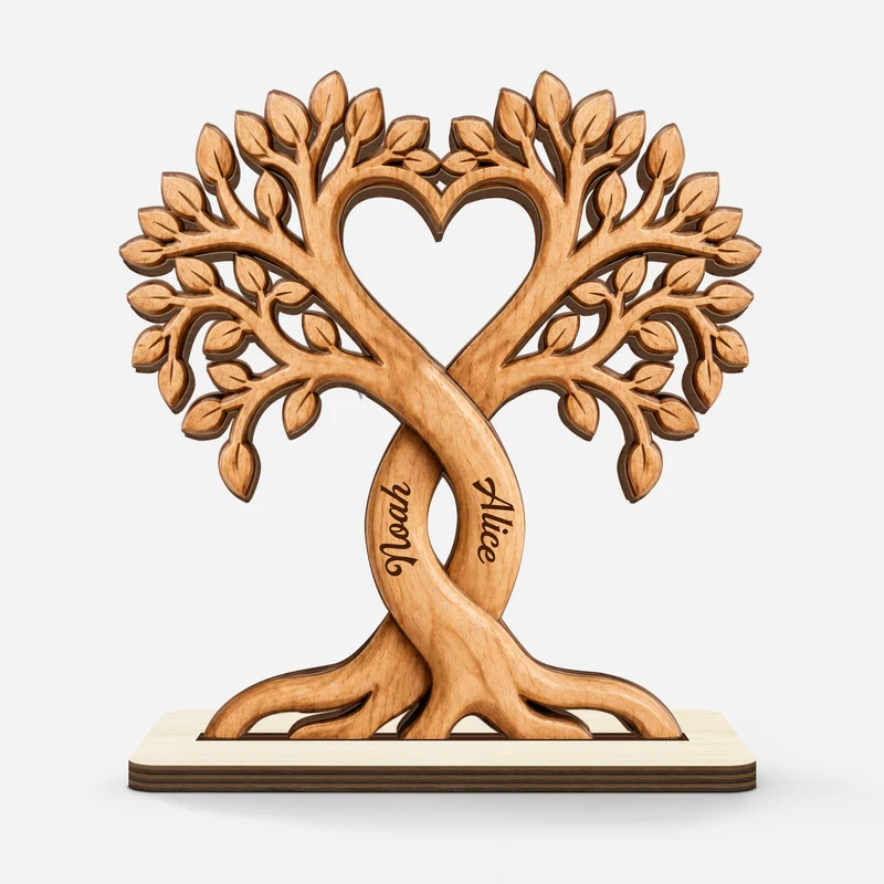 Liebesbaum - Personalisierte Geschenke Paar | Holzaufsteller Mit Standfuß