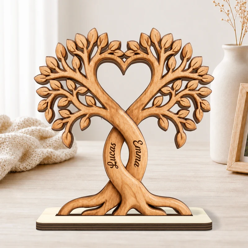 Liebesbaum - Personalisierte Geschenke Paar | Holzaufsteller Mit Standfuß