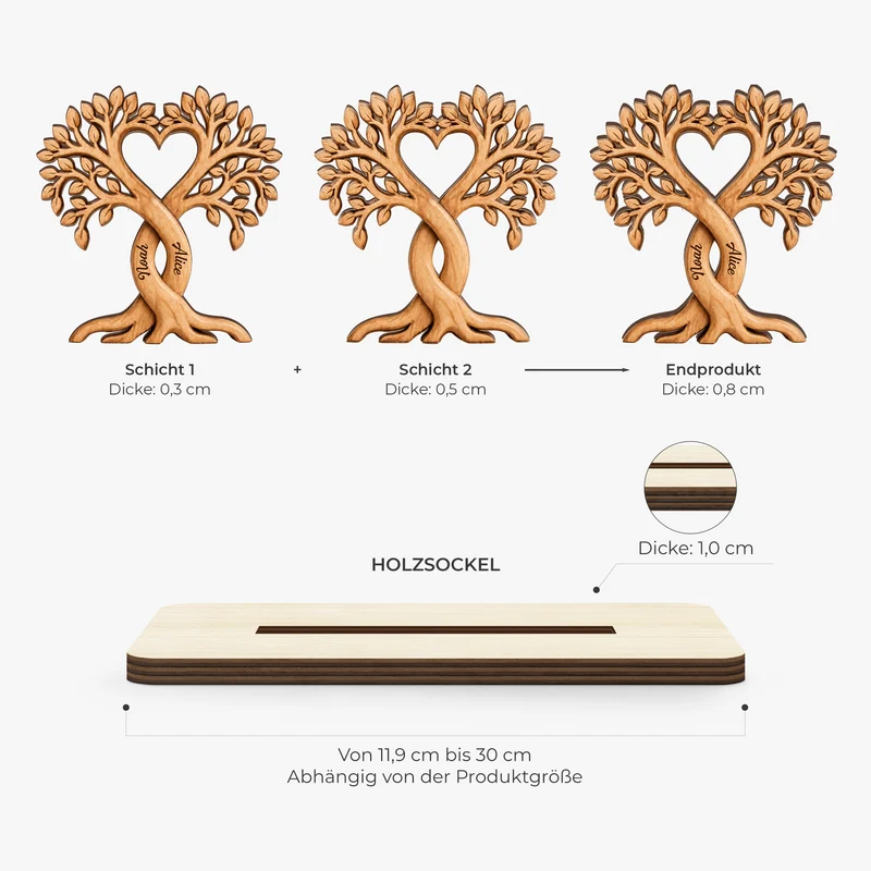 Liebesbaum - Personalisierte Geschenke Paar | Holzaufsteller Mit Standfuß