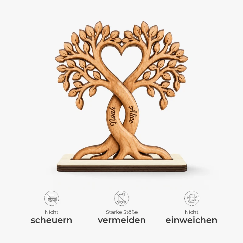 Liebesbaum - Personalisierte Geschenke Paar | Holzaufsteller Mit Standfuß