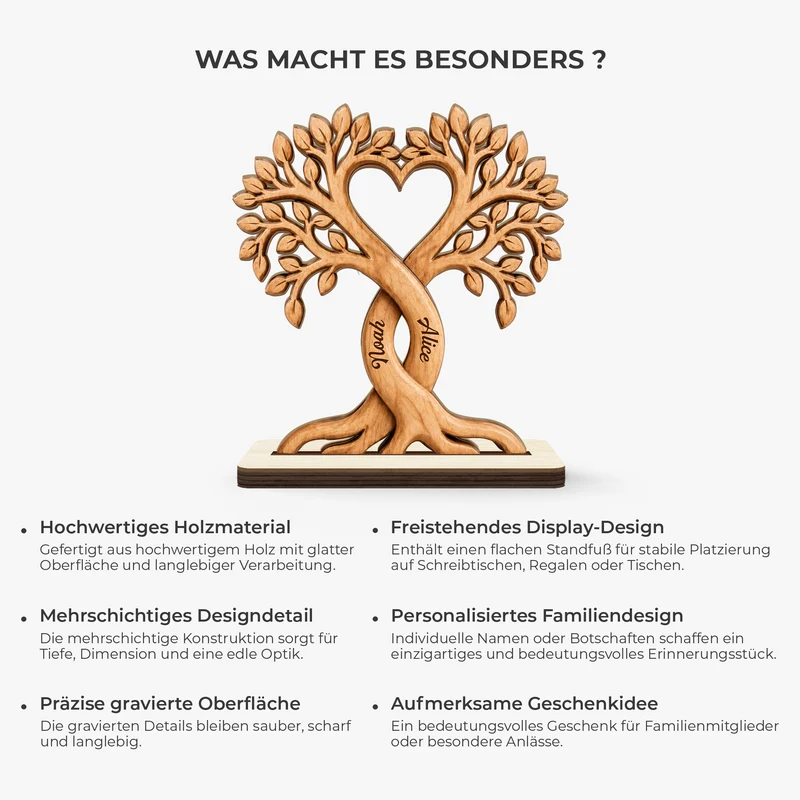 Liebesbaum - Personalisierte Geschenke Paar | Holzaufsteller Mit Standfuß