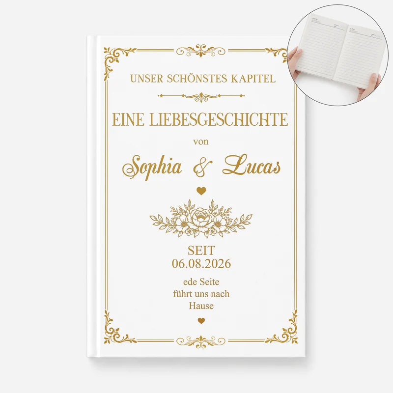 Unser Schönstes Kapitel - Personalisierte Hochzeitsgeschenke | Notizbuch A5 Brautpaar