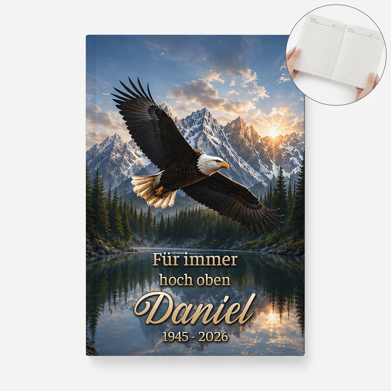 Für Immer Hoch Oben - Personalisierte Trauergeschenke | Notizbuch A5 Adler
