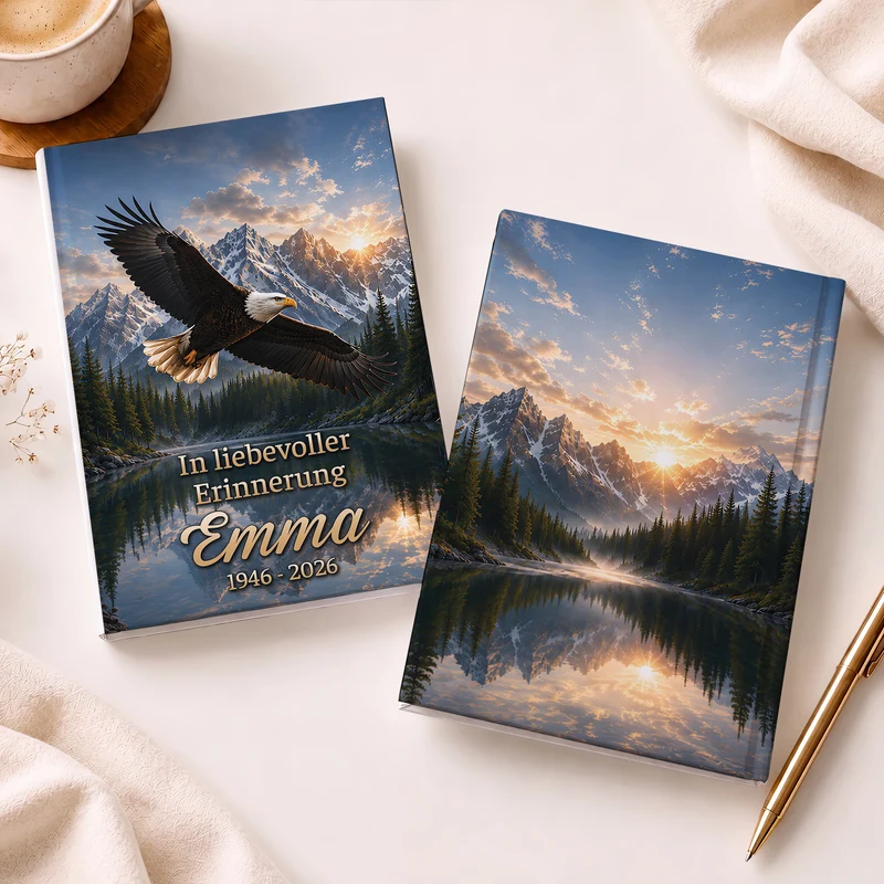 Für Immer Hoch Oben - Personalisierte Trauergeschenke | Notizbuch A5 Adler