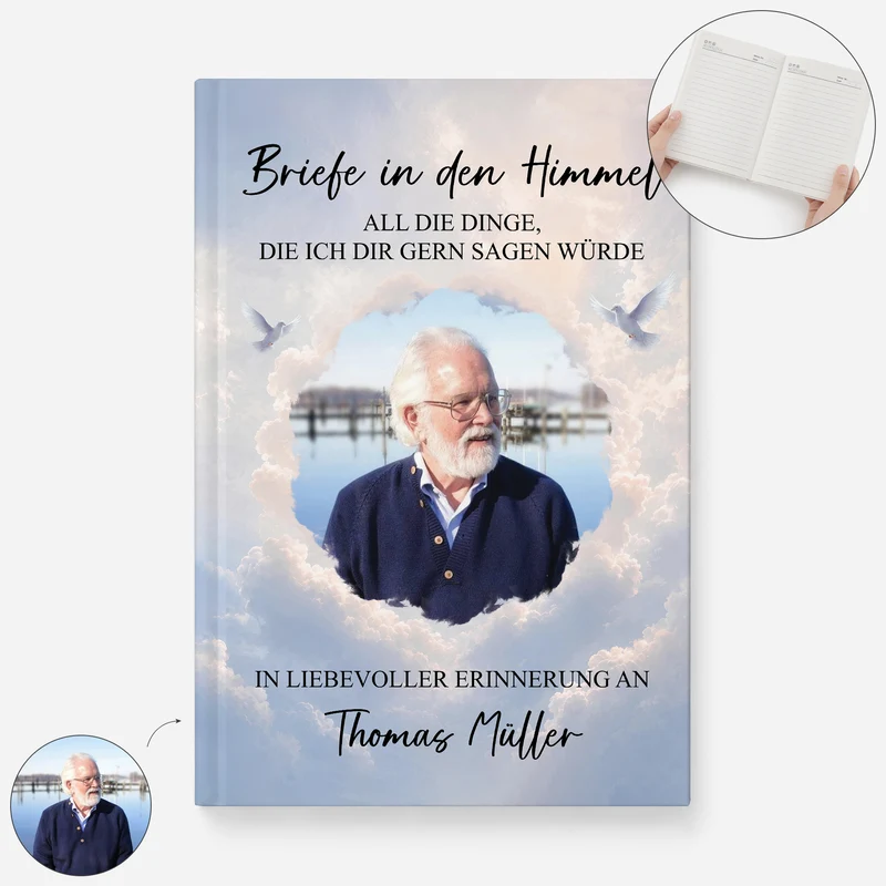 Briefe In Den Himmel - Personalisierte Trauergeschenke | Notizbuch A5 Foto