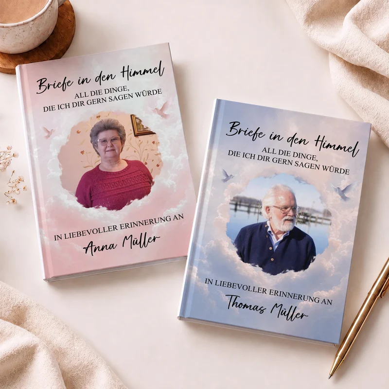 Briefe In Den Himmel - Personalisierte Trauergeschenke | Notizbuch A5 Foto