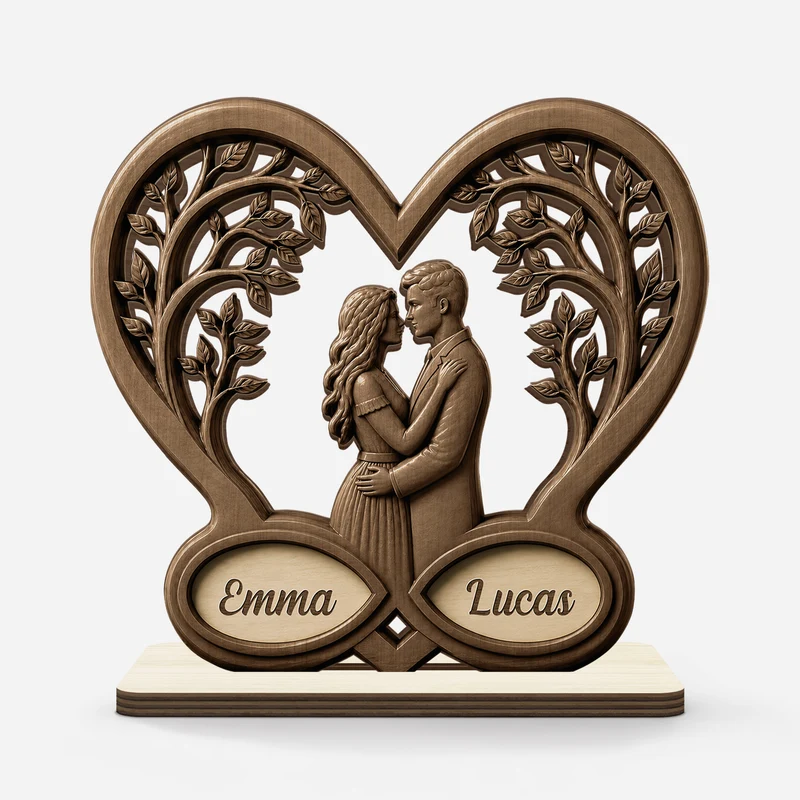 Liebespaar - Personalisiertes Geschenk | Holzaufsteller Mit Standfuß