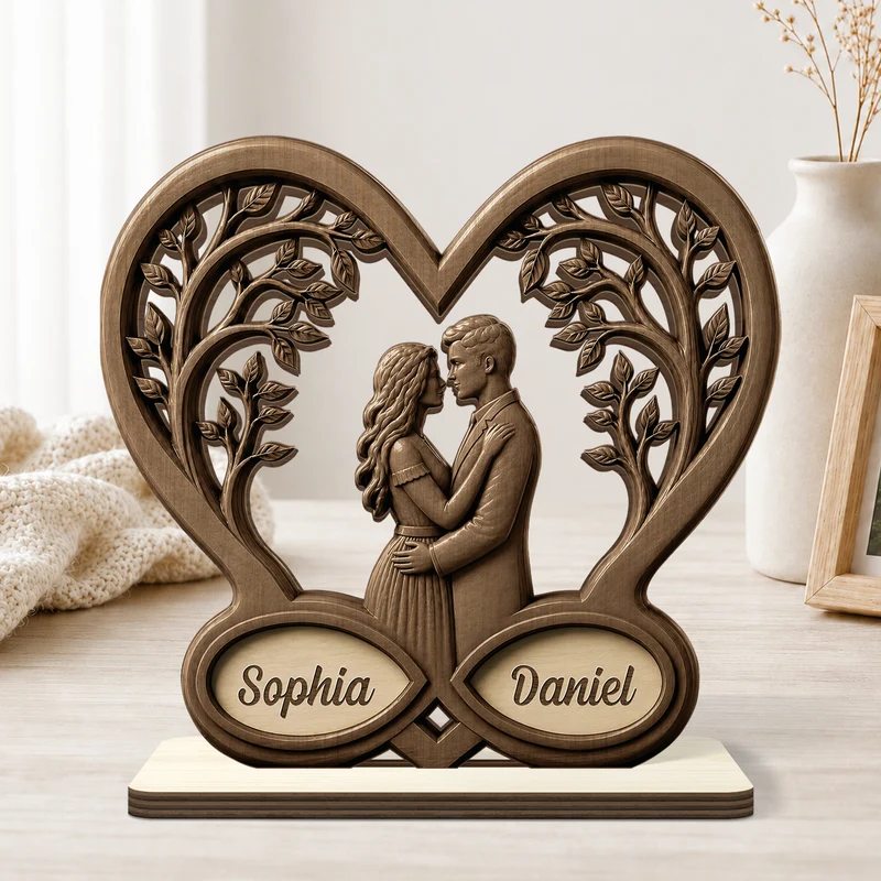 Liebespaar - Personalisiertes Geschenk | Holzaufsteller Mit Standfuß