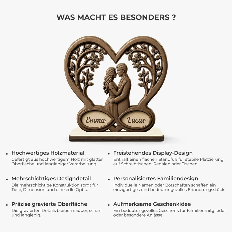 Liebespaar - Personalisiertes Geschenk | Holzaufsteller Mit Standfuß