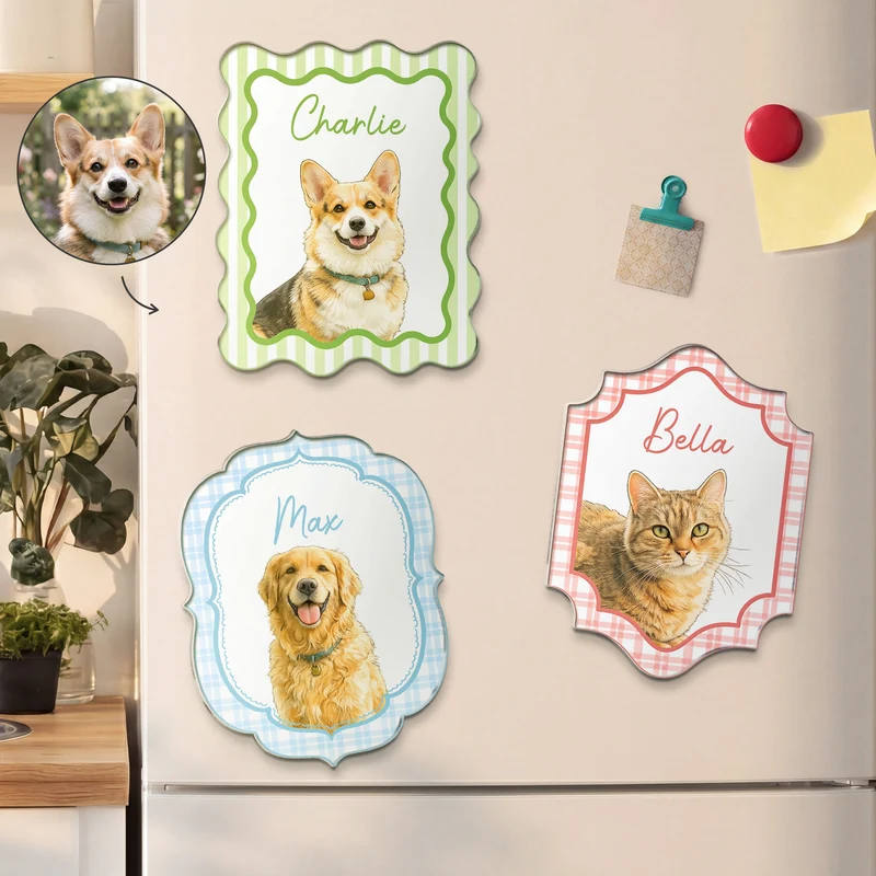 Haustiere - Personalisiertes Geschenk | Acryl Magnet Foto Aquarell