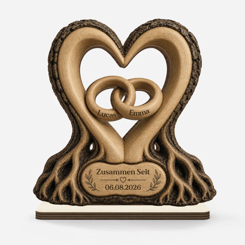 Zusammen Seit + Eheringe - Personalisierte Geschenke Paar | Holzaufsteller Mit Standfuß