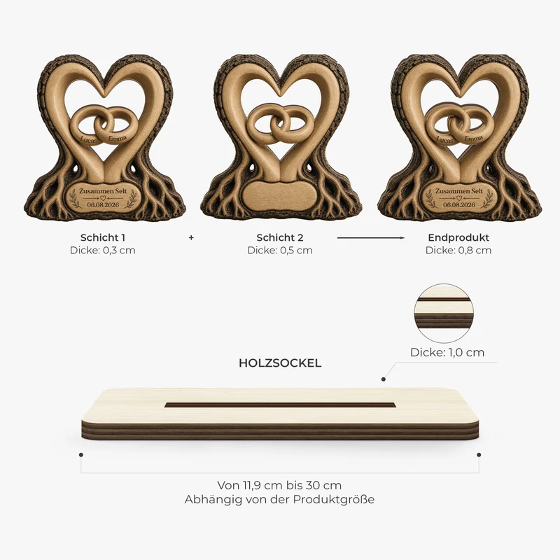Zusammen Seit + Eheringe - Personalisierte Geschenke Paar | Holzaufsteller Mit Standfuß