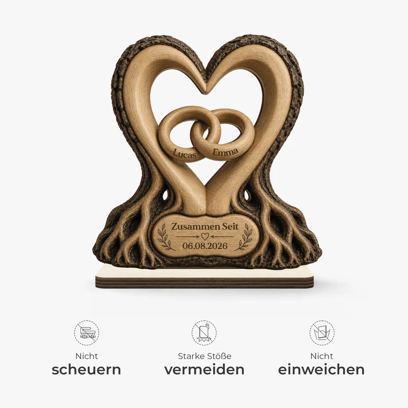 Zusammen Seit + Eheringe - Personalisierte Geschenke Paar | Holzaufsteller Mit Standfuß