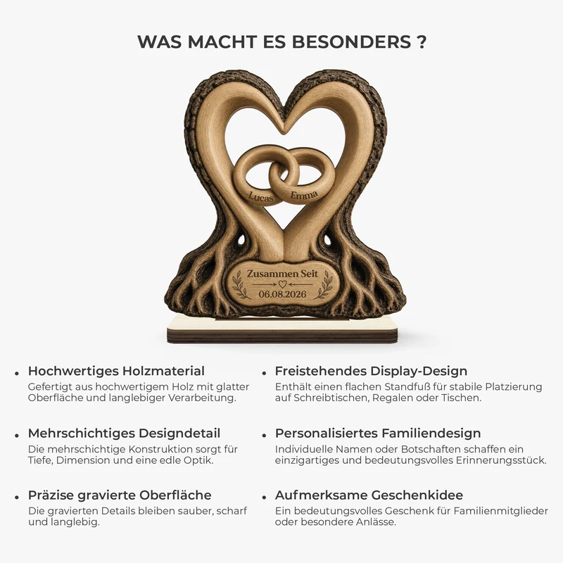Zusammen Seit + Eheringe - Personalisierte Geschenke Paar | Holzaufsteller Mit Standfuß