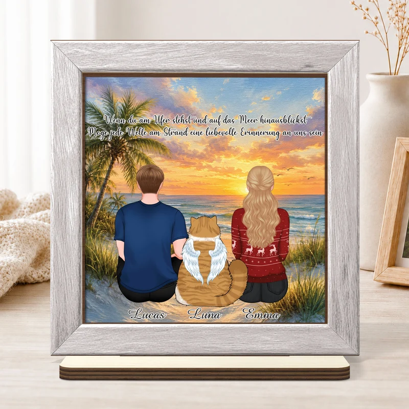 Wenn Du Am Ufer Stehst Und Auf Das Meer Hinausblickst - Personalisierte Trauergeschenke | Holzaufsteller Mit Standfuß Katze