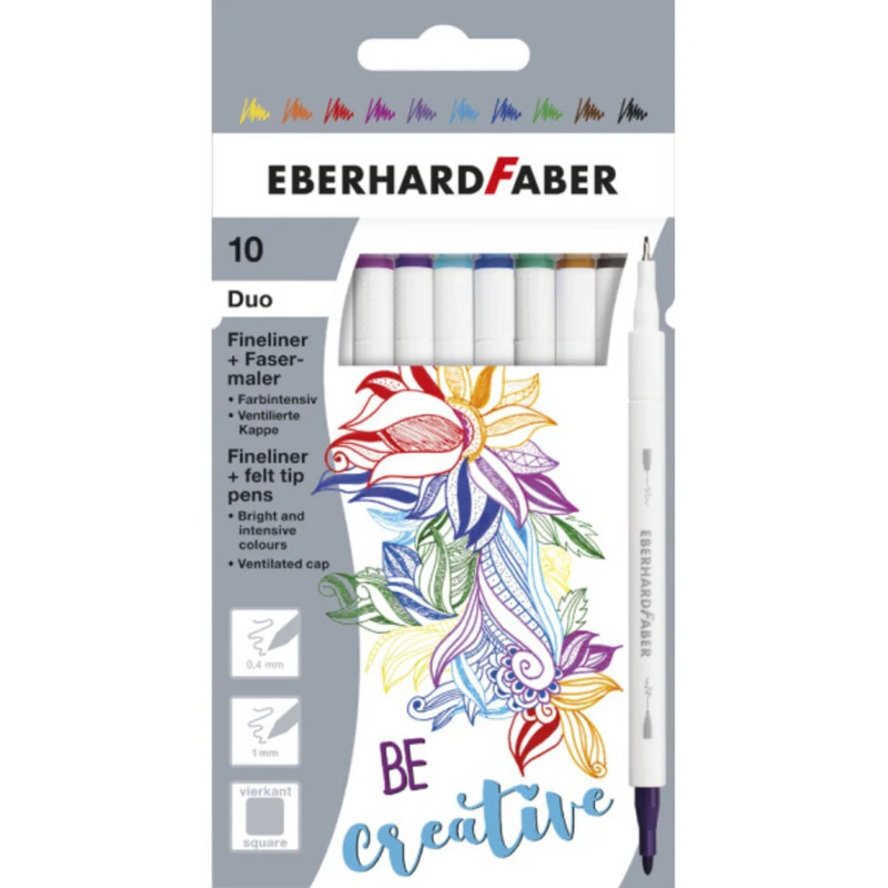EBERHARD FABER Duo Fineliner & Fasermaler 2-in-1 - 10 Stifte