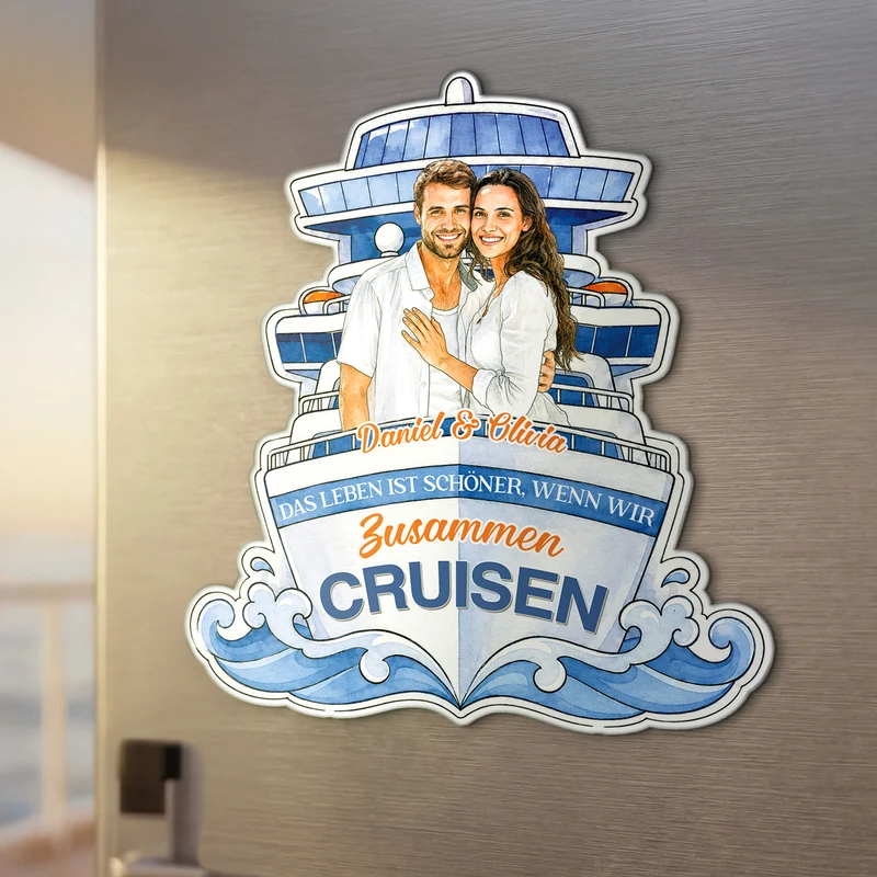 Das Leben Ist Schöner Wenn Wir Zusammen Cruisen - Personalisierte Geschenke Paar | Acryl Magnet Aquarell Foto Erstellen