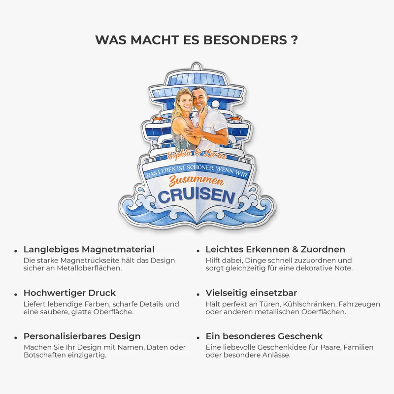 Das Leben Ist Schöner Wenn Wir Zusammen Cruisen - Personalisierte Geschenke Paar | Acryl Magnet Aquarell Foto Erstellen