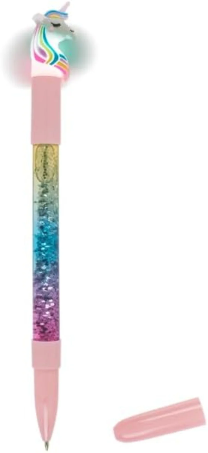 OOTB Einhorn Kugelschreiber mit LED-Beleuchtung und Glitter 15cm