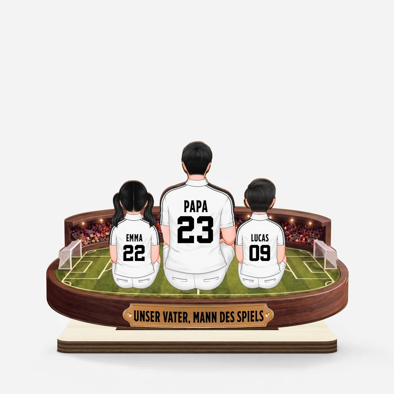 Unser Vater Mann Des Spiels Fußball - Personalisiertes Geschenk | Holzaufsteller Mit Standfuß