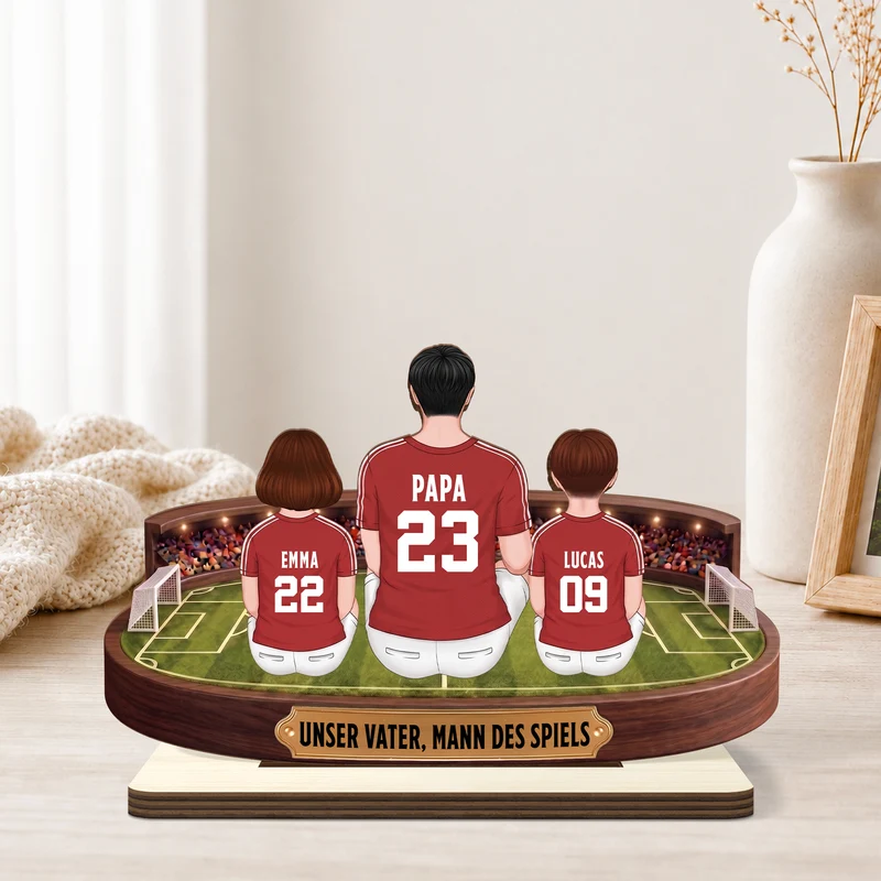 Unser Vater Mann Des Spiels Fußball - Personalisiertes Geschenk | Holzaufsteller Mit Standfuß