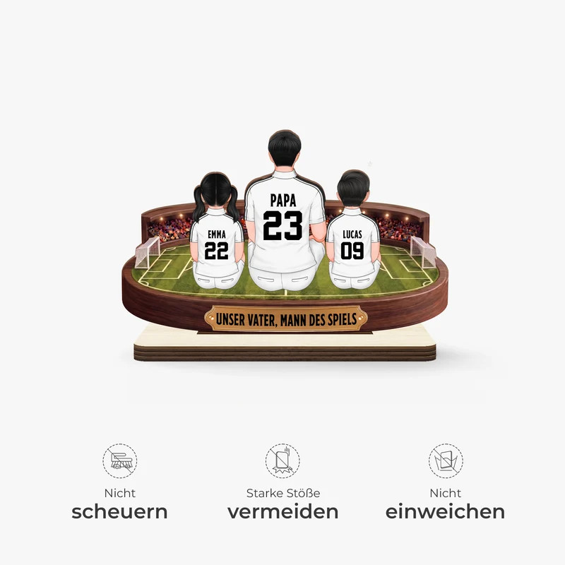 Unser Vater Mann Des Spiels Fußball - Personalisiertes Geschenk | Holzaufsteller Mit Standfuß