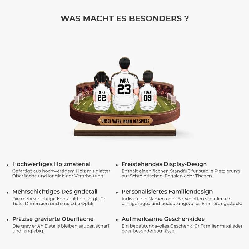 Unser Vater Mann Des Spiels Fußball - Personalisiertes Geschenk | Holzaufsteller Mit Standfuß