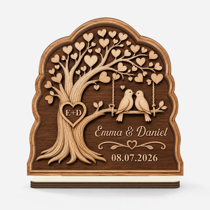 Liebespaar + Namen - Personalisierte Geschenke Paar | Holzaufsteller Mit Standfuß