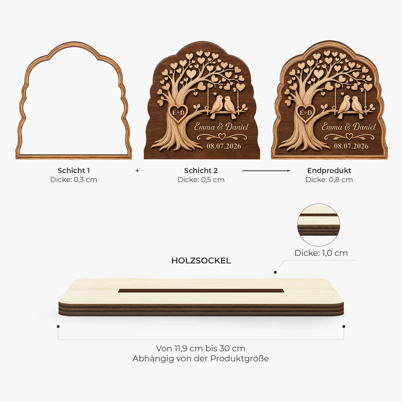 Liebespaar + Namen - Personalisierte Geschenke Paar | Holzaufsteller Mit Standfuß