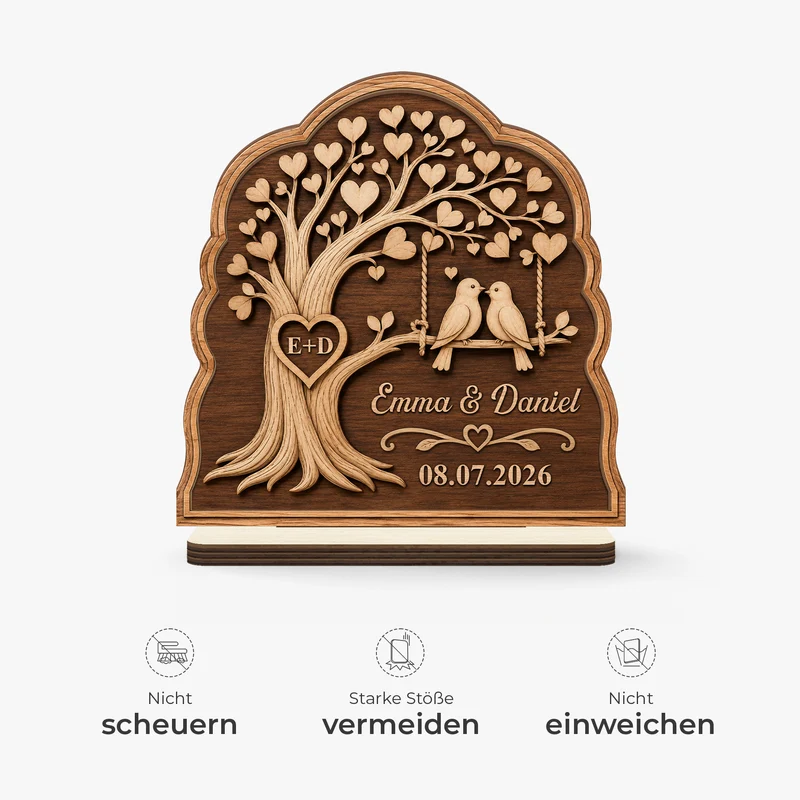 Liebespaar + Namen - Personalisierte Geschenke Paar | Holzaufsteller Mit Standfuß