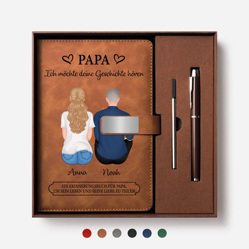 Ich Möchte Deine Geschichte Hören - Personalisiertes Geschenk | Notizbuch Mit Stift Papa Mama