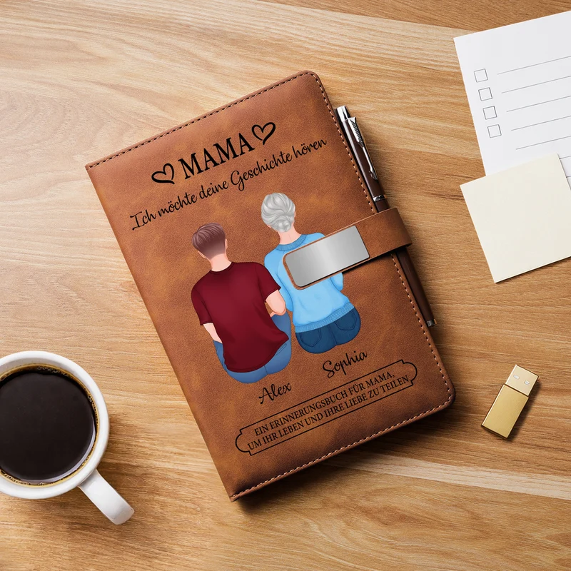 Ich Möchte Deine Geschichte Hören - Personalisiertes Geschenk | Notizbuch Mit Stift Papa Mama