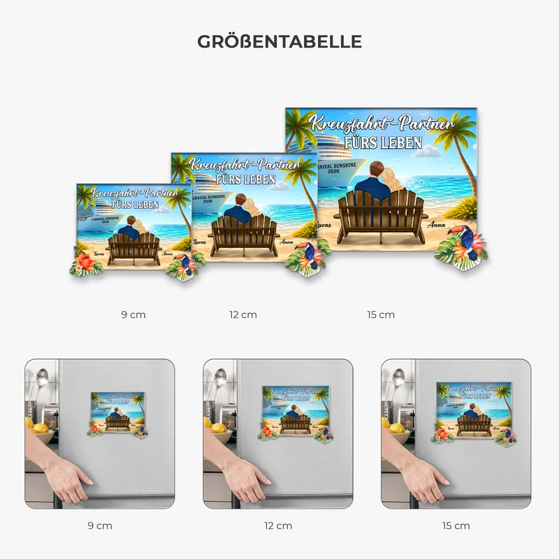 Kreuzfahrt-Partner Fürs Leben - Personalisierte Geschenke Paar | Acryl Magnet Bullauge Tropical
