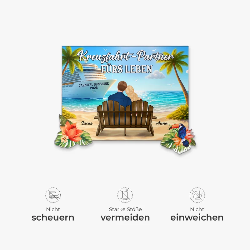 Kreuzfahrt-Partner Fürs Leben - Personalisierte Geschenke Paar | Acryl Magnet Bullauge Tropical