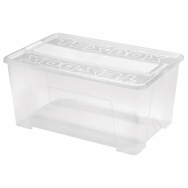 HEIDRUN TexBox Aufbewahrungsbox 48L - Transparent mit Deckel für perfekte Organisation