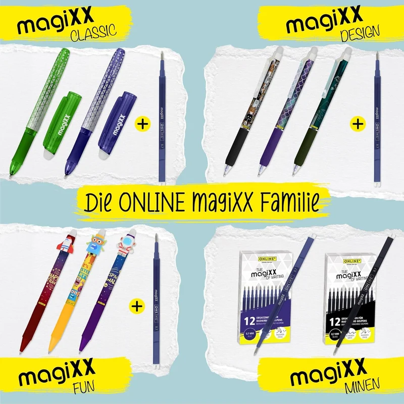 ONLINE magiXX Radierbarer Tintenroller Katzen - Blau, Medium
