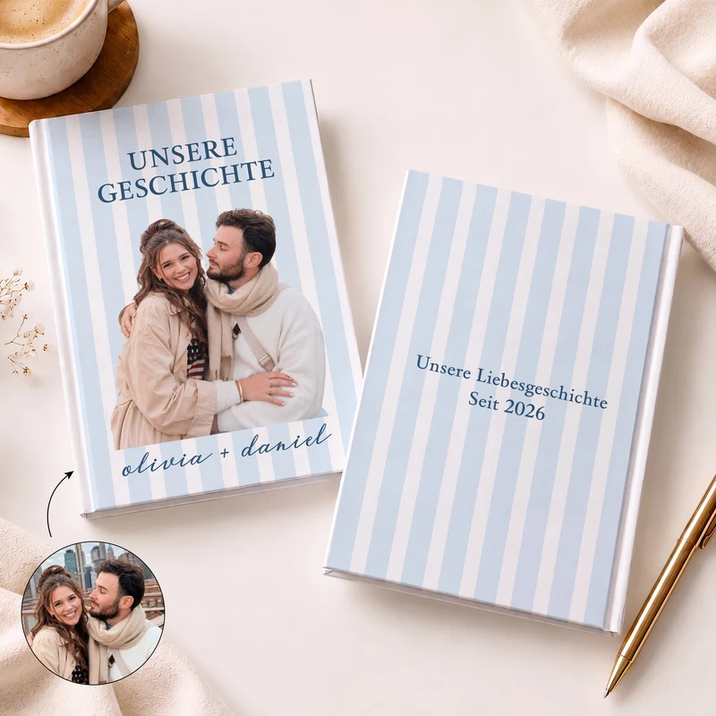 Unsere Geschichte - Personalisierte Geschenke Paar | Notizbuch A5 Foto Streifen