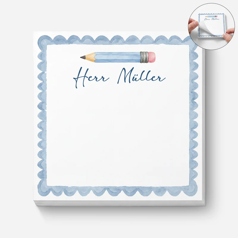Name + Bleistift - Personalisiertes Geschenk Lehrer | Haftnotizen