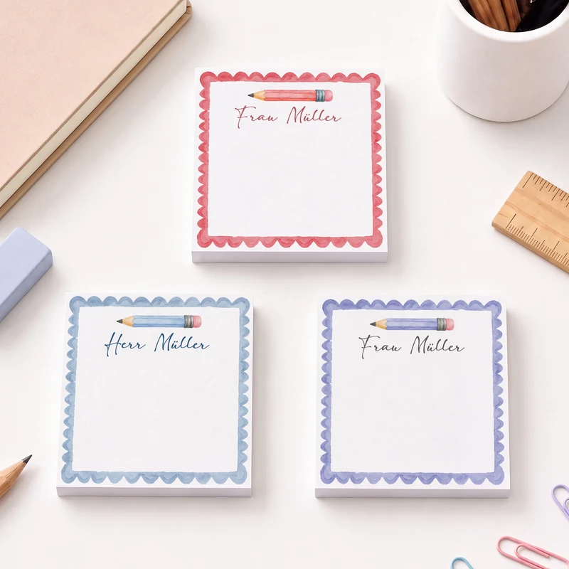 Name + Bleistift - Personalisiertes Geschenk Lehrer | Haftnotizen