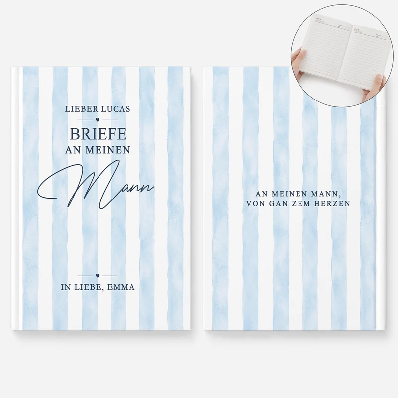 An Meinen Herzensmensch - Personalisierte Hochzeitsgeschenke | Notizbuch A5 Paar Ehemann Ehefrau Streifen