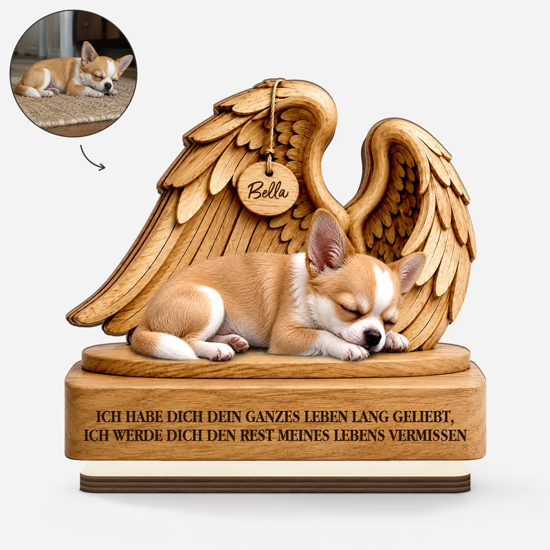 [3D-Optik] Ich Habe Dich Dein Ganzes Leben Lang Geliebt - Personalisierte Trauergeschenke | Holzaufsteller Mit Standfuß Haustier Foto