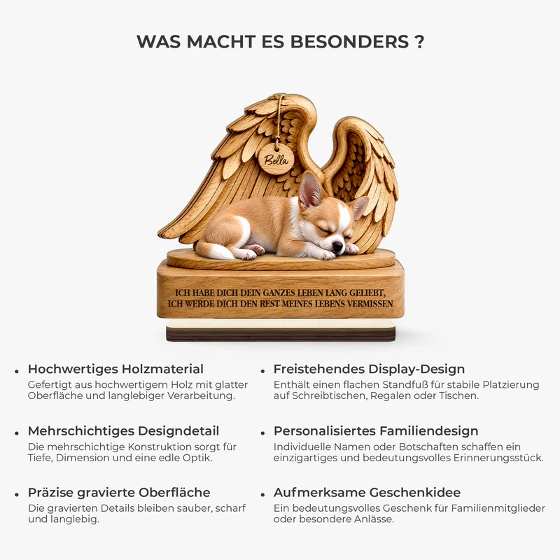 [3D-Optik] Ich Habe Dich Dein Ganzes Leben Lang Geliebt - Personalisierte Trauergeschenke | Holzaufsteller Mit Standfuß Haustier Foto