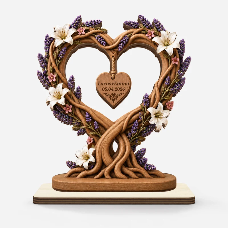 Liebesbaum - Personalisierte Geschenke Paar | Holzaufsteller Mit Standfuß Jahrestag