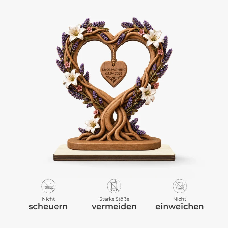 Liebesbaum - Personalisierte Geschenke Paar | Holzaufsteller Mit Standfuß Jahrestag
