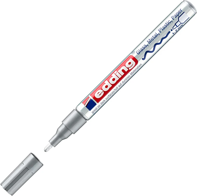 edding Glanzlackmarker 751 - Premium Silber Metallic | 1-2mm Rundspitze