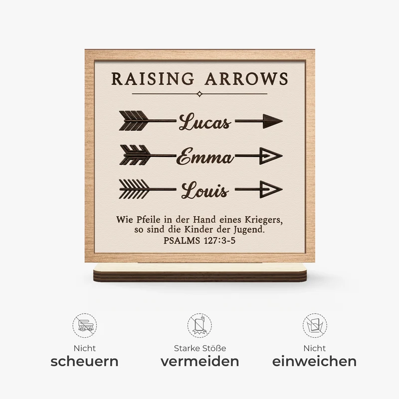 Psalm 127:4 Wie Pfeile In Der Hand Eines Kriegers So Sind Die Kinder Der Jugend - Personalisiertes Geschenk | Holzaufsteller Mit Standfuß Mama Papa