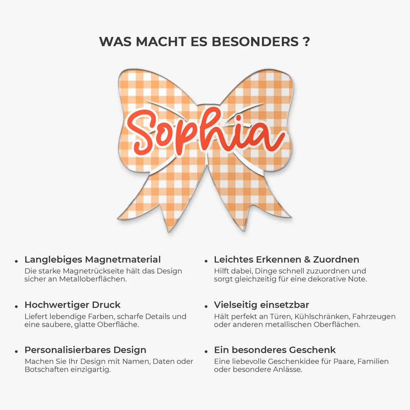 Name - Personalisiertes Geschenk | Acryl Magnet Gingham
