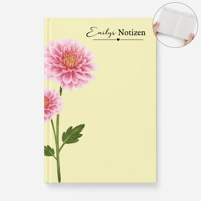 Geburtsblume Monat + Name - Personalisiertes Geschenk | Notizbuch A5