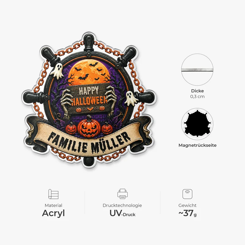 Happy Halloween - Personalisiertes Geschenk | Acryl Magnet